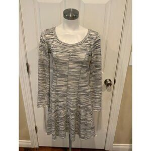 Saturday, Sunday Anthropologie Gray & White Striped Skater Dress, Size XS